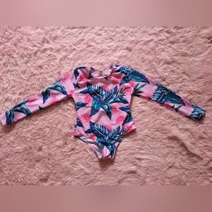 Shein Bikinx Toddler Girls Tropical Print Cut Out Tie Back One Piece Swimsuit